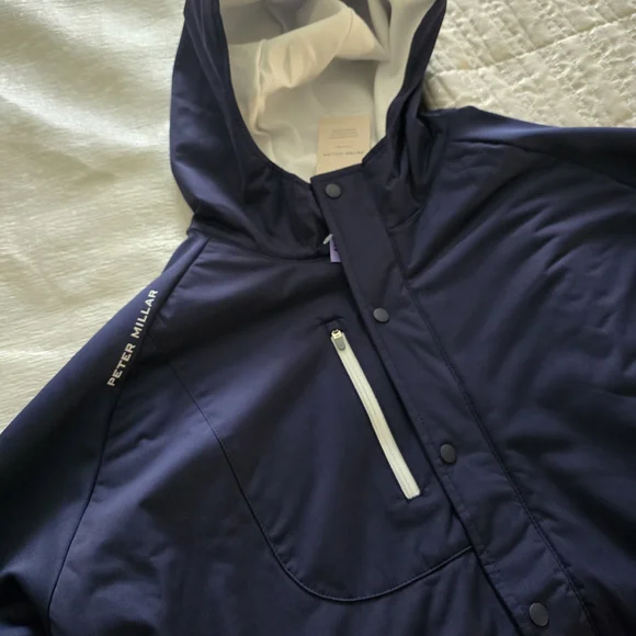Peter Millar Blue Windbreaker Hoodie With Sleek Design. - Picture 7 of 12